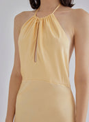 Gold Confetti Halterneck Midi Silk Dress