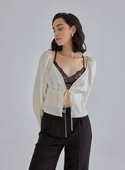 Gentle Pearl Long Sleeved Silk Top