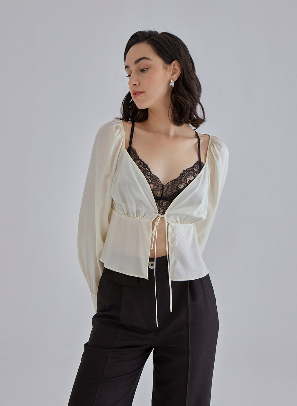 Gentle Pearl Long Sleeved Silk Top