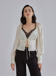 Gentle Pearl Long Sleeved Silk Top – Nap Loungewear Tops