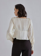 Gentle Pearl Long Sleeved Silk Top