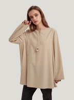 Crew-Neck Wool-Blend Blouse