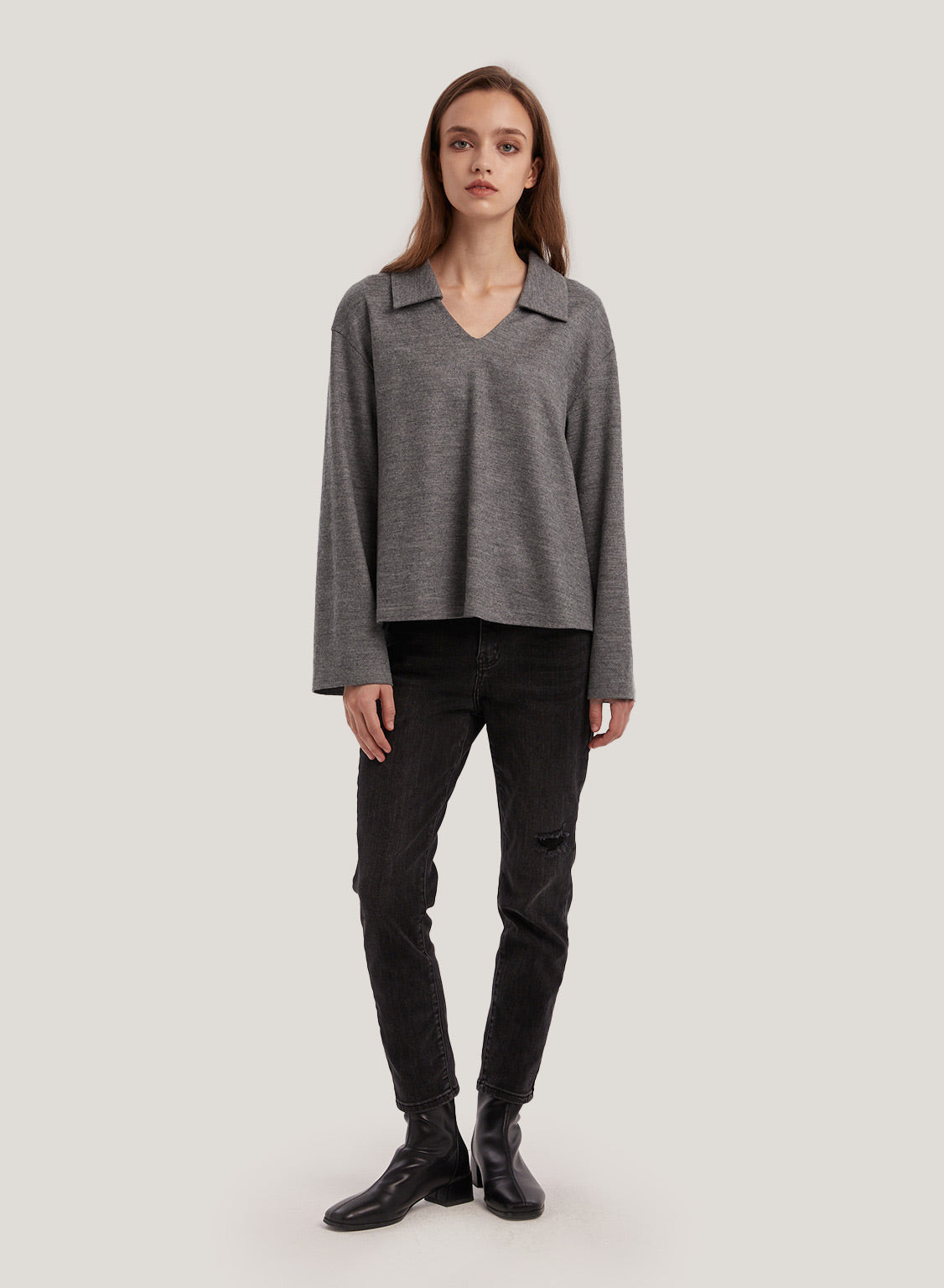 V-Neck 100% Wool Jumper