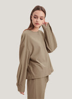 Gathered Wool-Blend Blouse