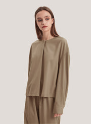 Gathered Wool-Blend Blouse – Nap Loungewear Tops