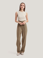 High-Rise Straight Wool-Blend Pants
