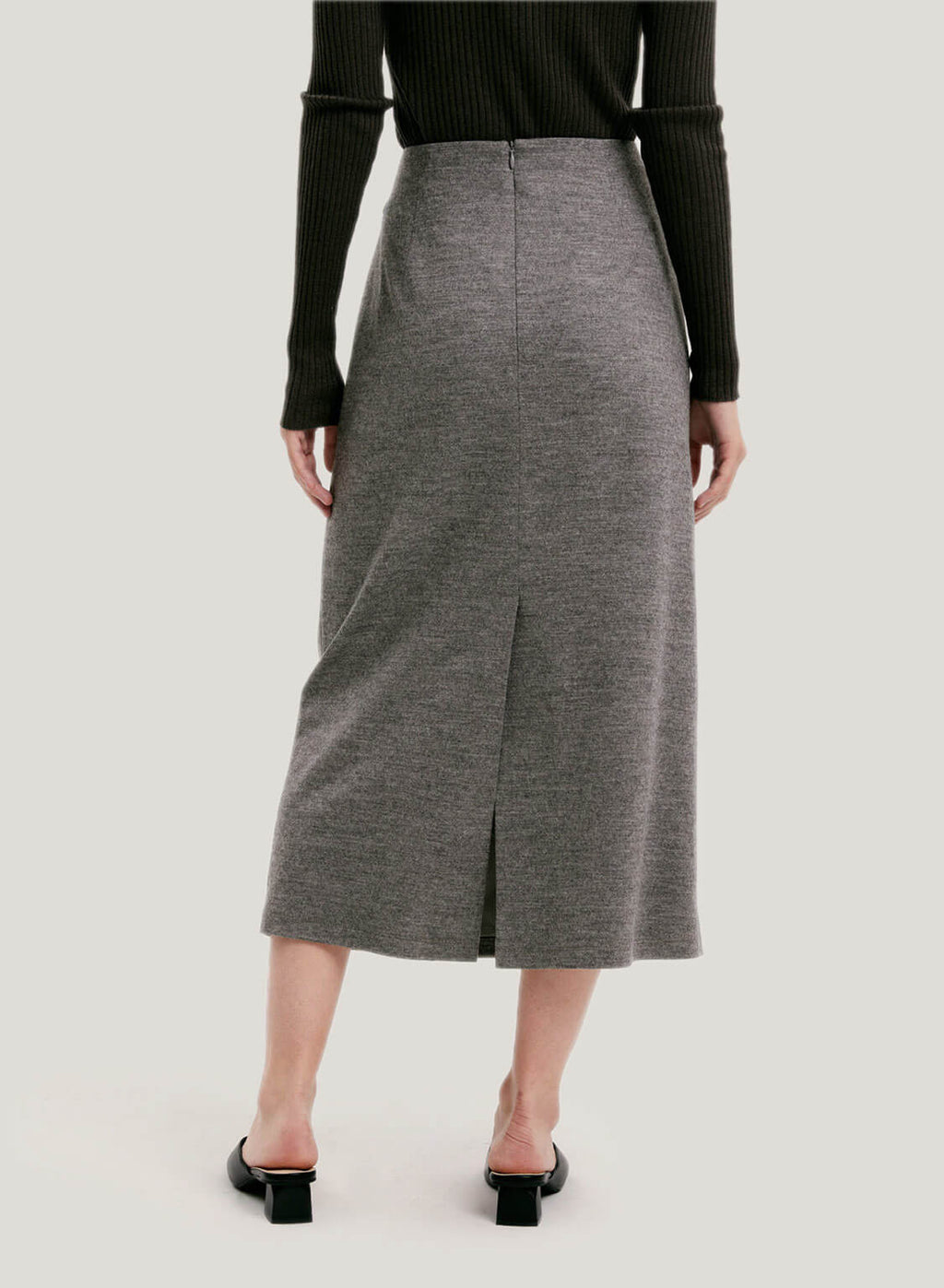 Waist Tie Wrap Pure Wool Skirt