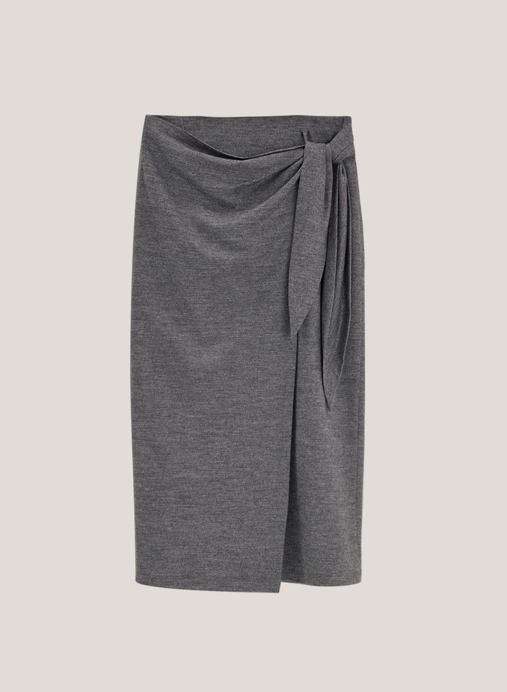 Waist Tie Wrap Pure Wool Skirt