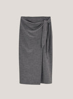 Waist Tie Wrap Pure Wool Skirt