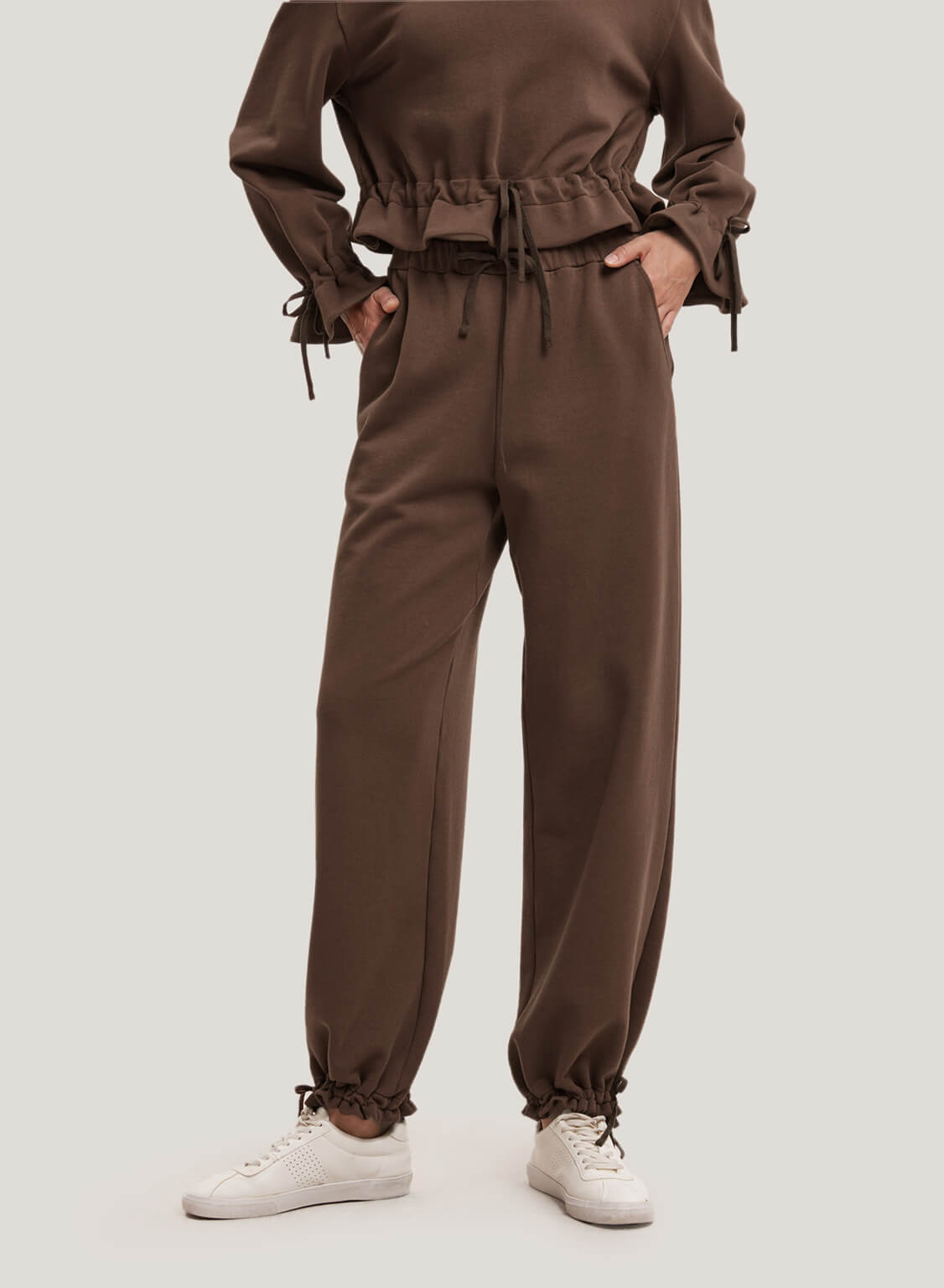 100% Cotton High Waist Jogging Pants