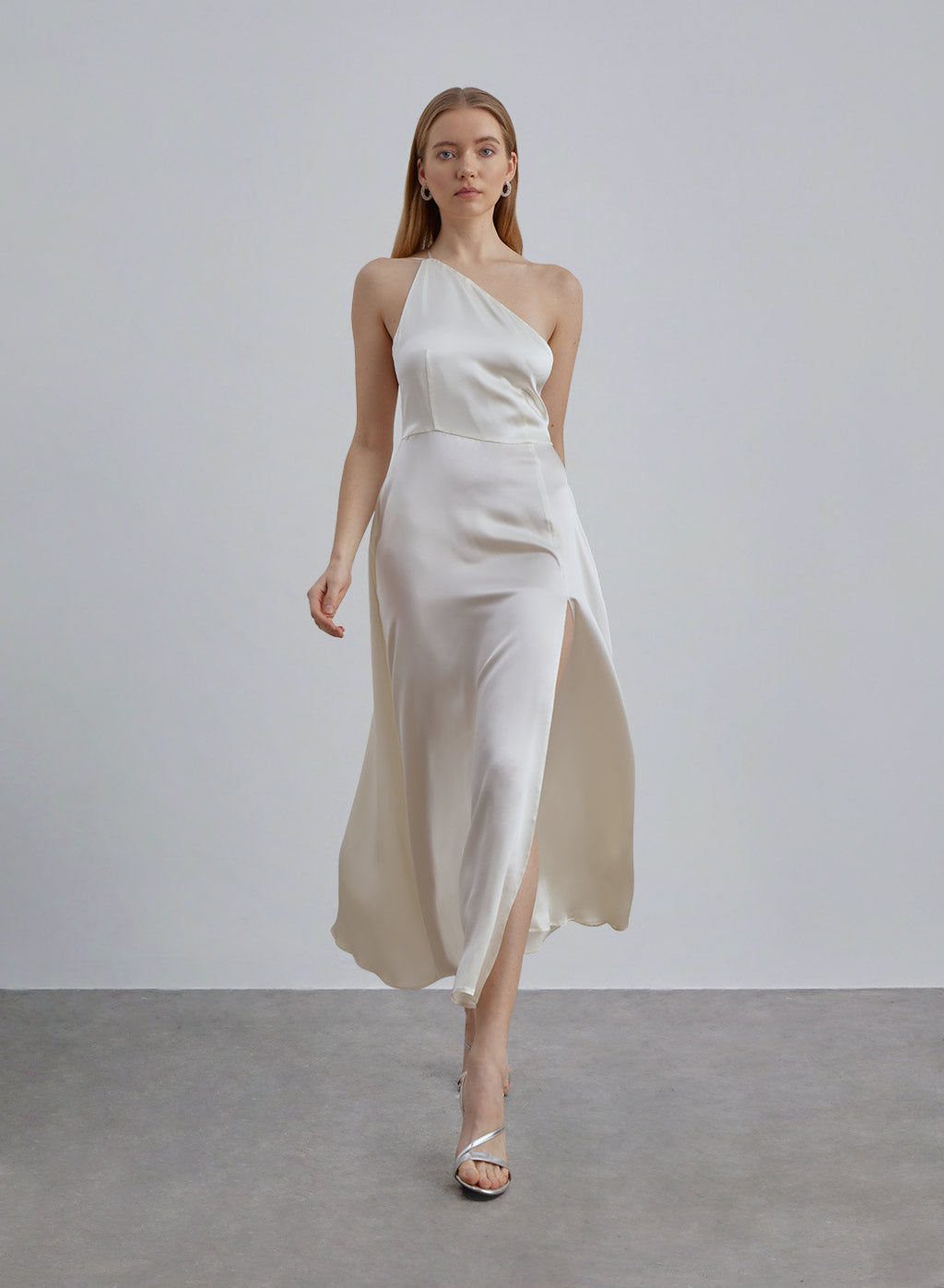 Wicked One Shoulder Silk Maxi Dress