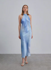Dreamy Wave Halter Silk Maxi Dress – Nap Loungewear Dresses