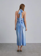 Dreamy Wave Halter Silk Maxi Dress