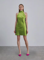 Halter Neck Silk Mini Cocktail Dress
