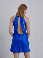 Halter Neck Silk Mini Cocktail Dress