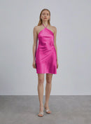 Backless Silk Halter Mini Dress