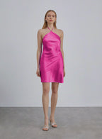 Backless Silk Halter Mini Dress