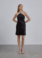Backless Silk Halter Mini Dress