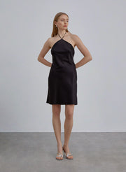 Backless Silk Halter Mini Dress