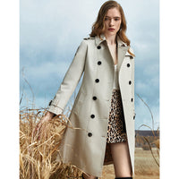 British Style Waisted Knee-length Coat