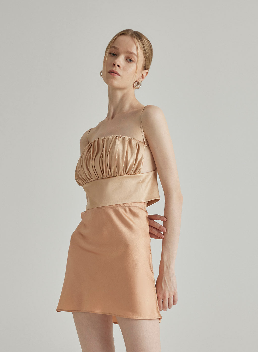 Ruched Silk Strap Top