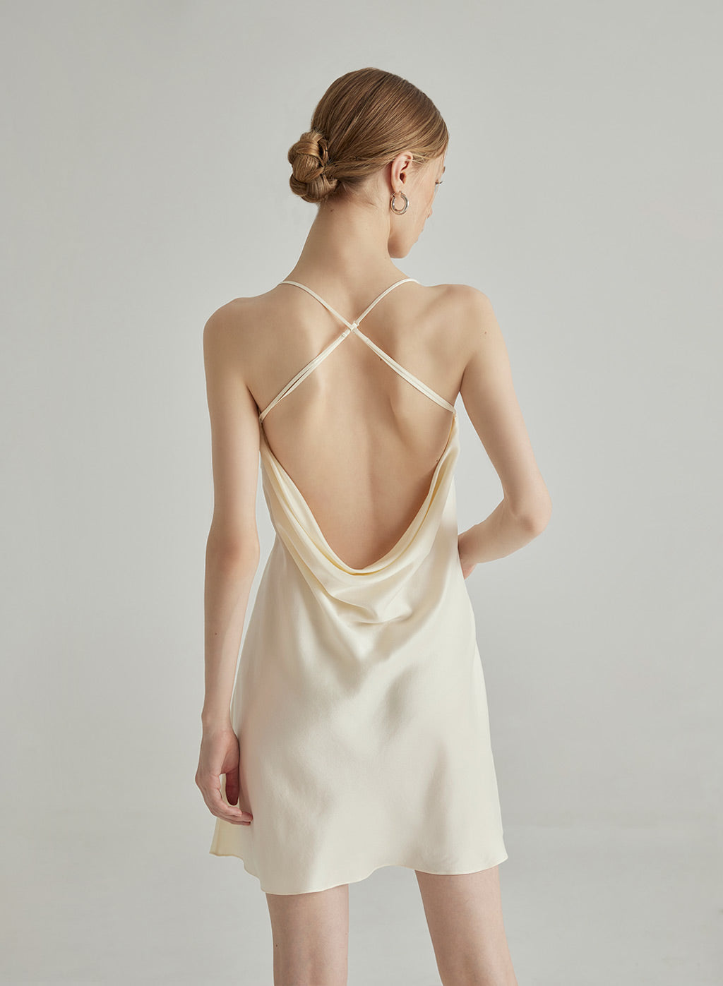 Low Back V-Neck Silk Mini Slip