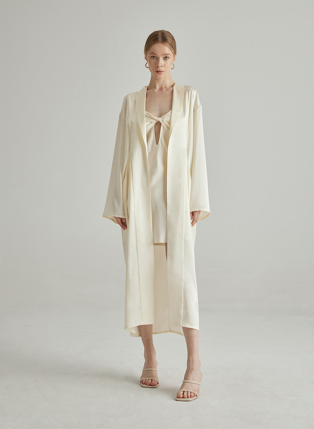 Oversized Ivory Silk Pajama Robe