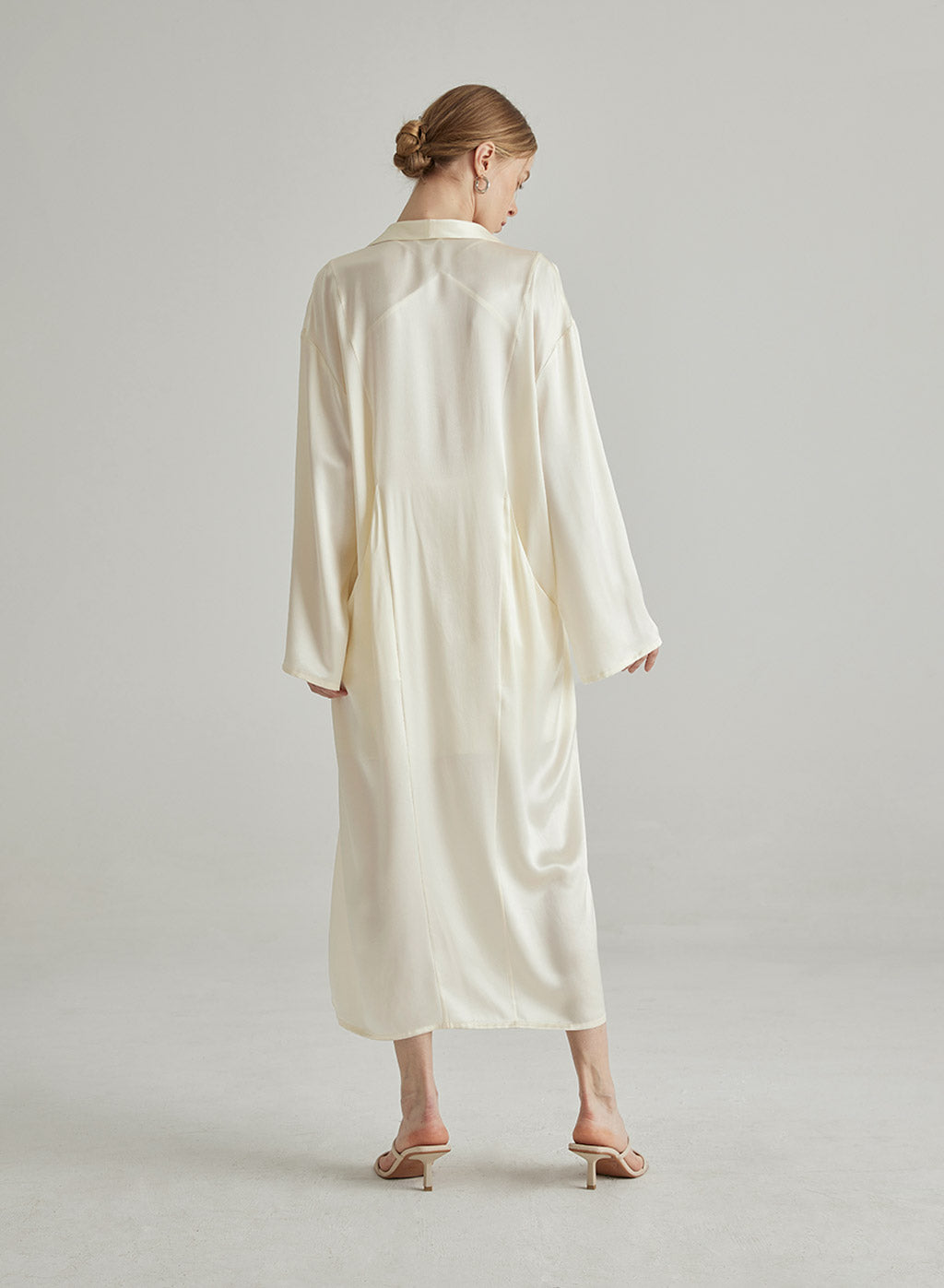 Oversized Ivory Silk Pajama Robe