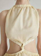 Mellow Cut-Out Halterneck Silk Maxi Dress