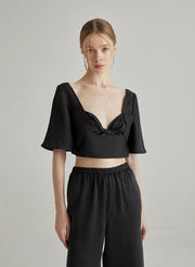 Flare Mid Sleeve Midriff Top – Nap Loungewear Tops