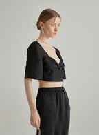 Flare Mid Sleeve Midriff Top