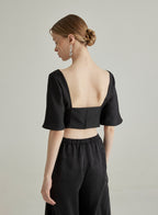 Flare Mid Sleeve Midriff Top