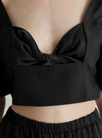 Flare Mid Sleeve Midriff Top