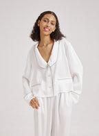 Statement Collar Cropped Pajama Top