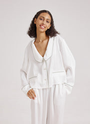 Statement Collar Cropped Pajama Top