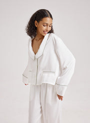 Statement Collar Cropped Pajama Top