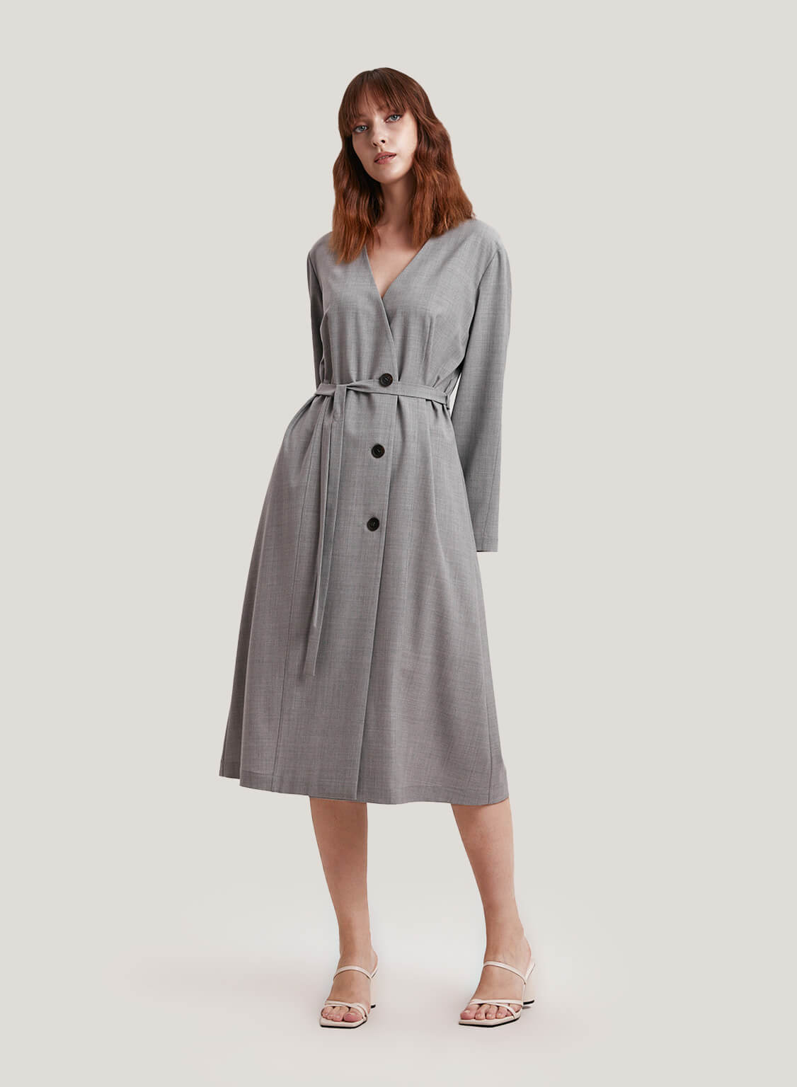 Wrap-Effect Wool-Blend Dress