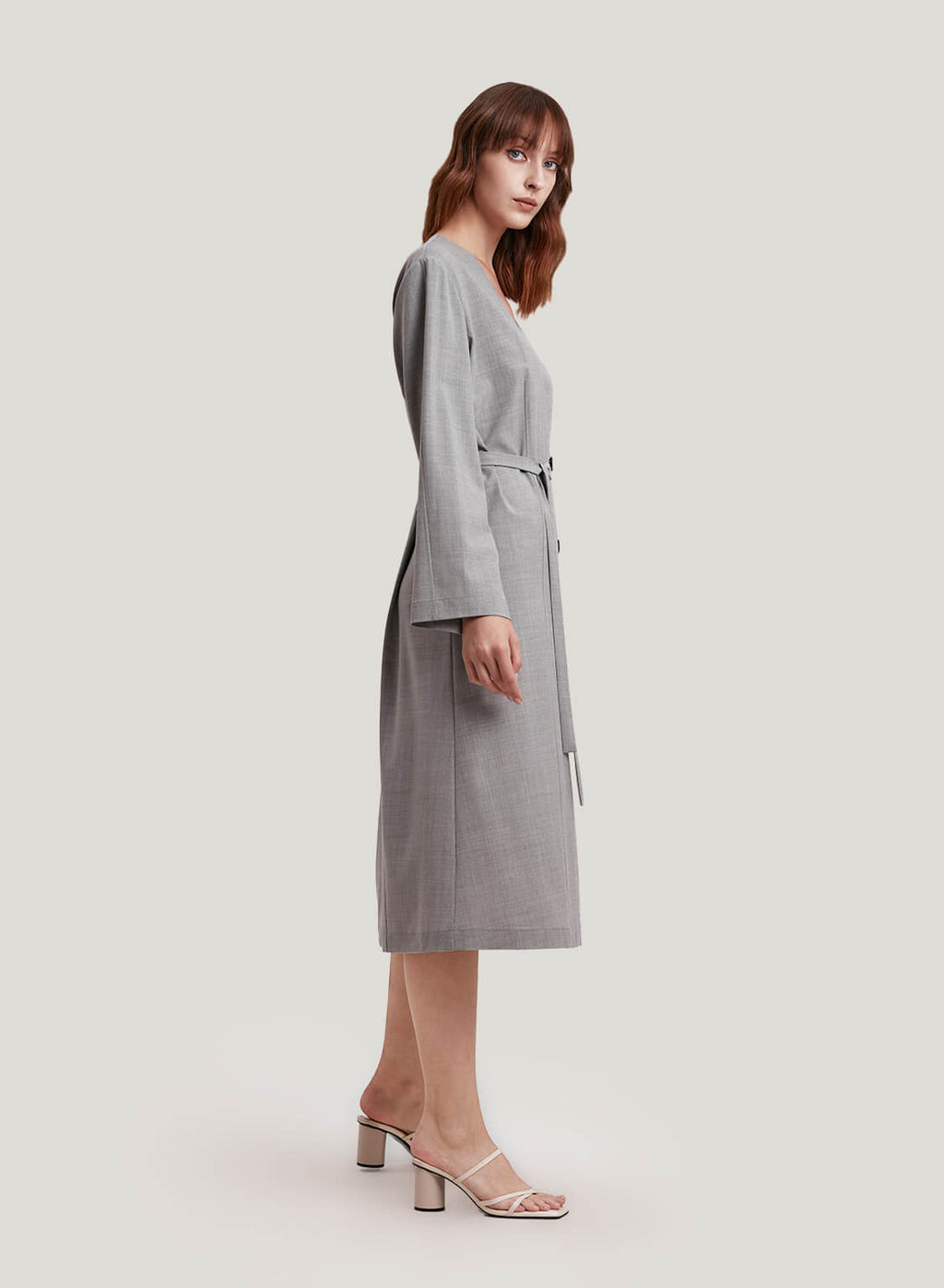 Wrap-Effect Wool-Blend Dress