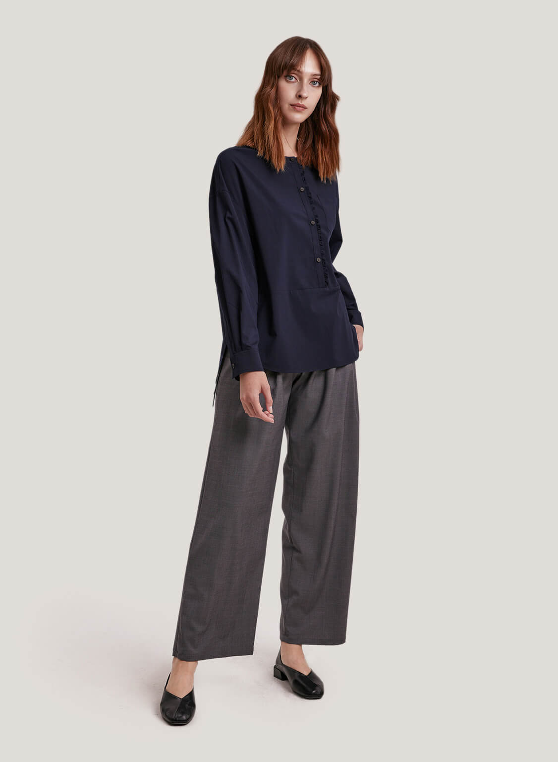 Structured Button Front Blouse