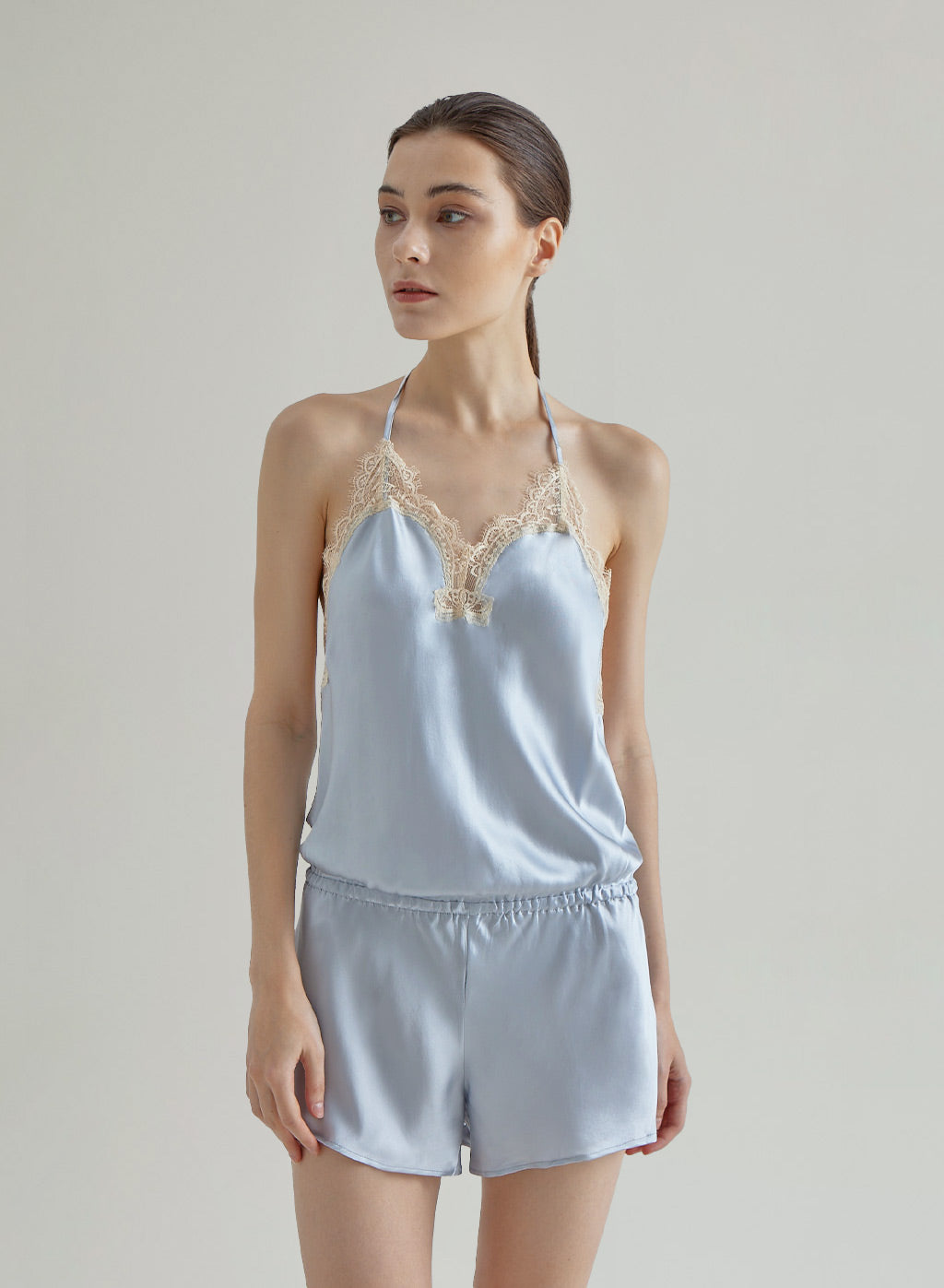 Baby Blue One-Piece Silk Nightgown