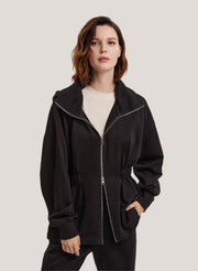 black zip up jacket