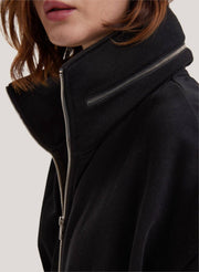 black zip up jacket