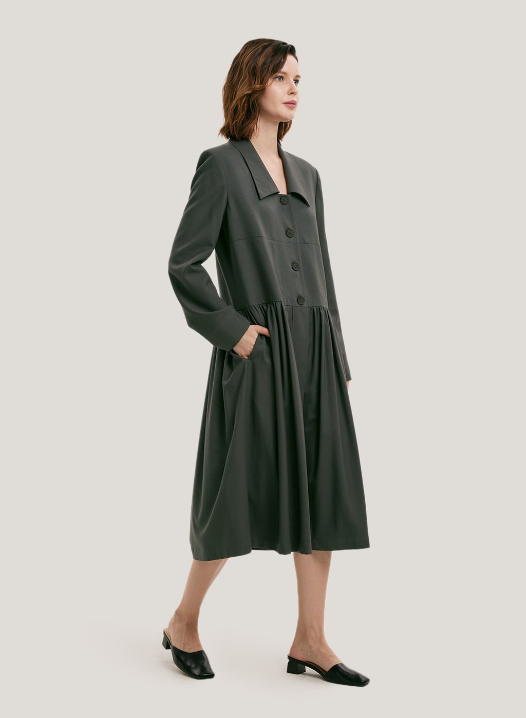 Tailored Wool Midi Dress