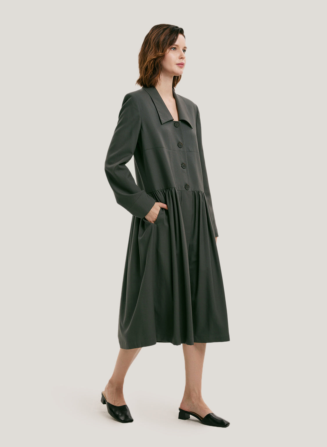 Tailored Wool Midi Dress