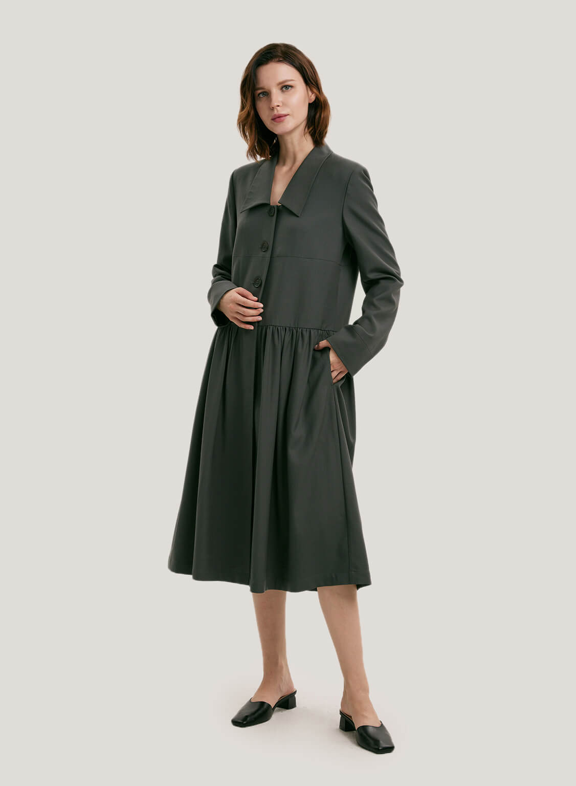 Tailored Wool Midi Dress