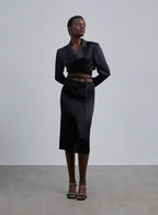 Back Tie Silk Cropped Blazer