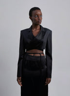 Back Tie Silk Cropped Blazer