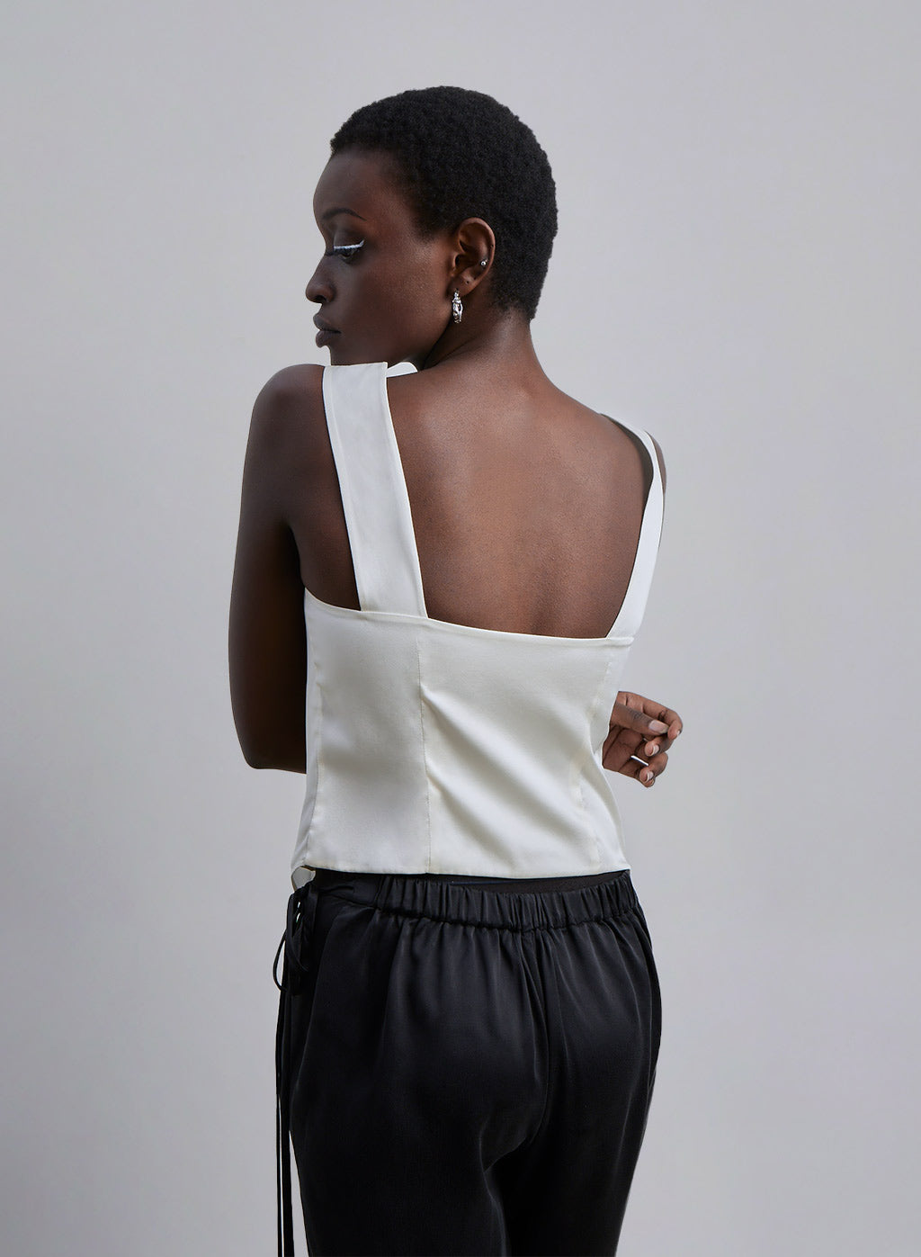 Draped Wide Strap Silk Camisole