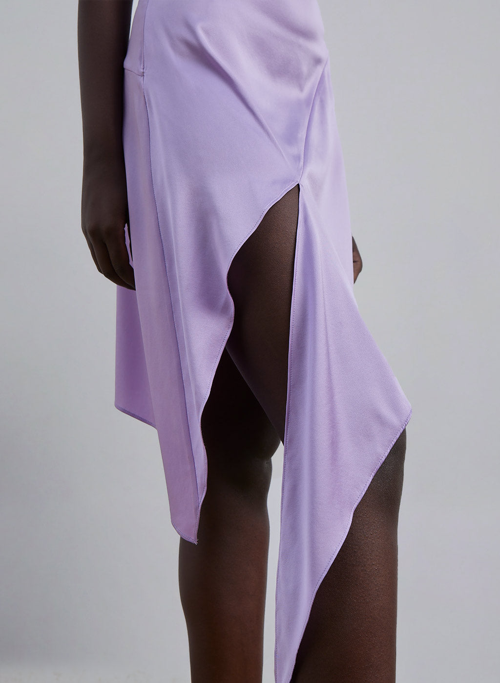 Cowl-Neck Asymmetrical-hem Silk Midi Dress