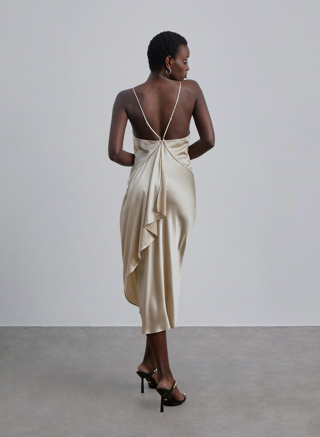 Draped Silk Slip Dress